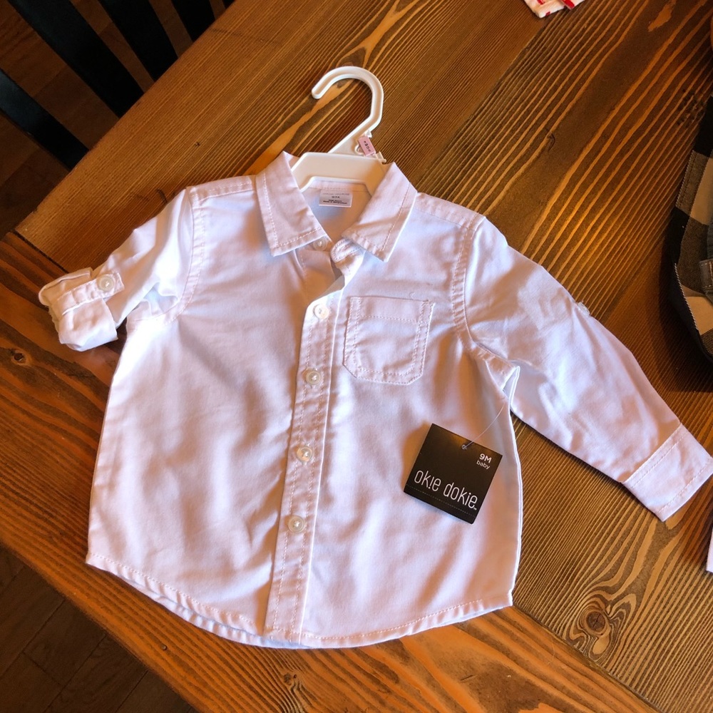NWT white button down shirt 9m